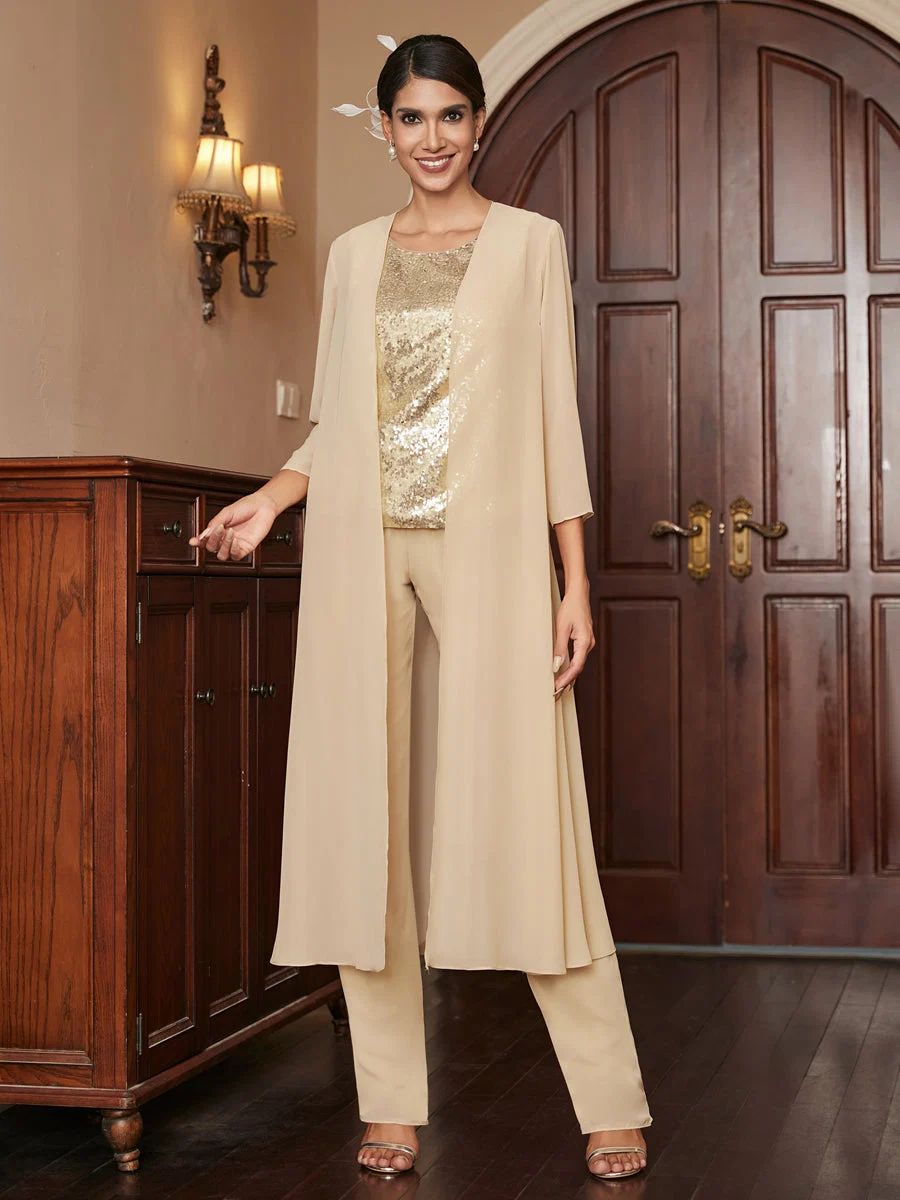 Macacão de Calça 3/4 de Mangas em Chiffon com Detalhes em Lantejoulas e Casaco - Image 2