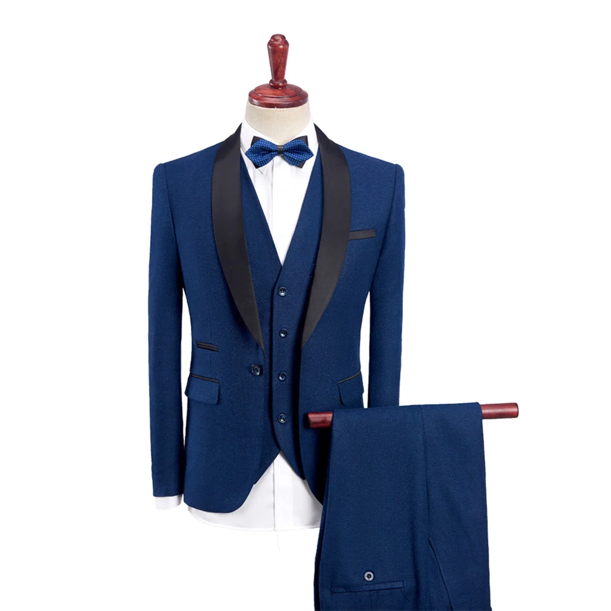 Terno de Casamento para Homens com Corte Ajustado e Abotoamento Simples em 3 Peças de Cor Sólida com Um Botão - Image 6