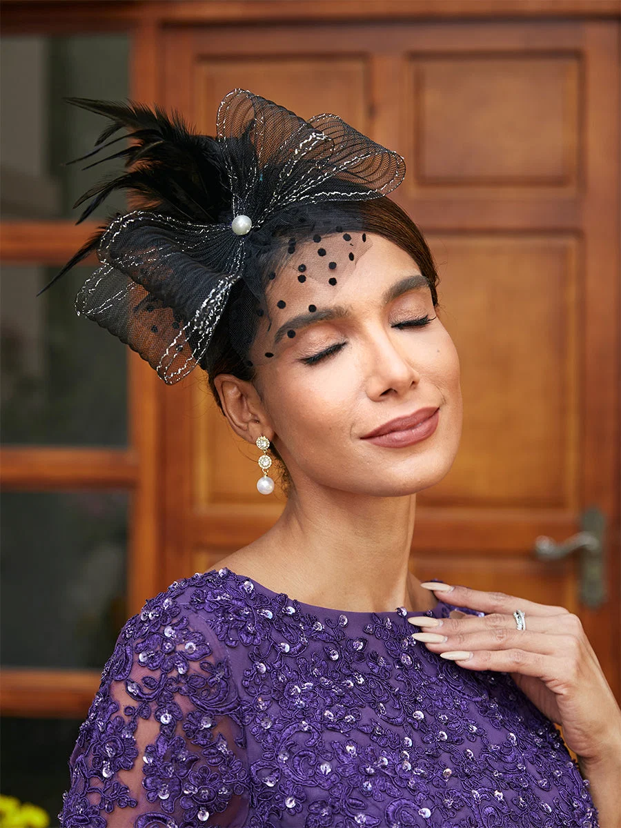 Fascinadores Elegantes em Tule com Penas - Image 3