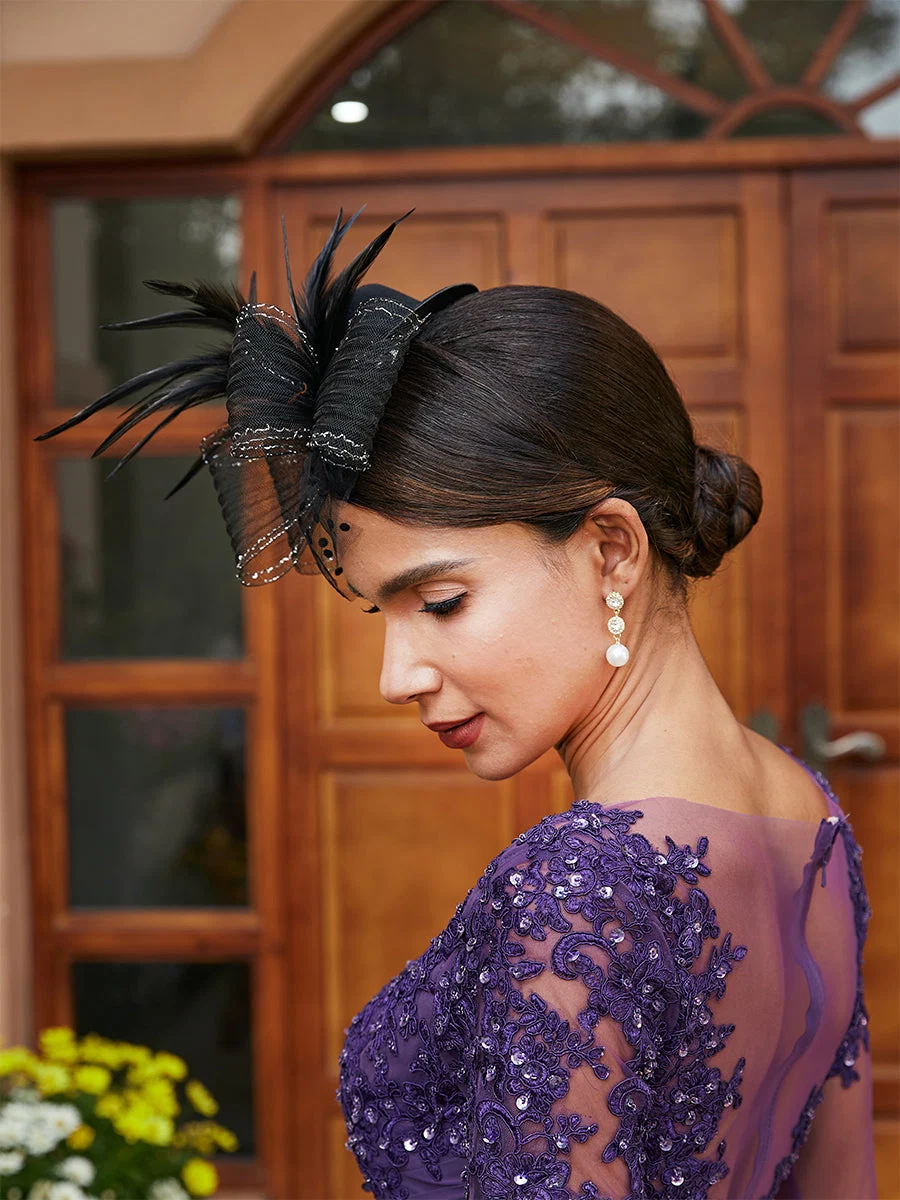 Fascinadores Elegantes em Tule com Penas - Image 5