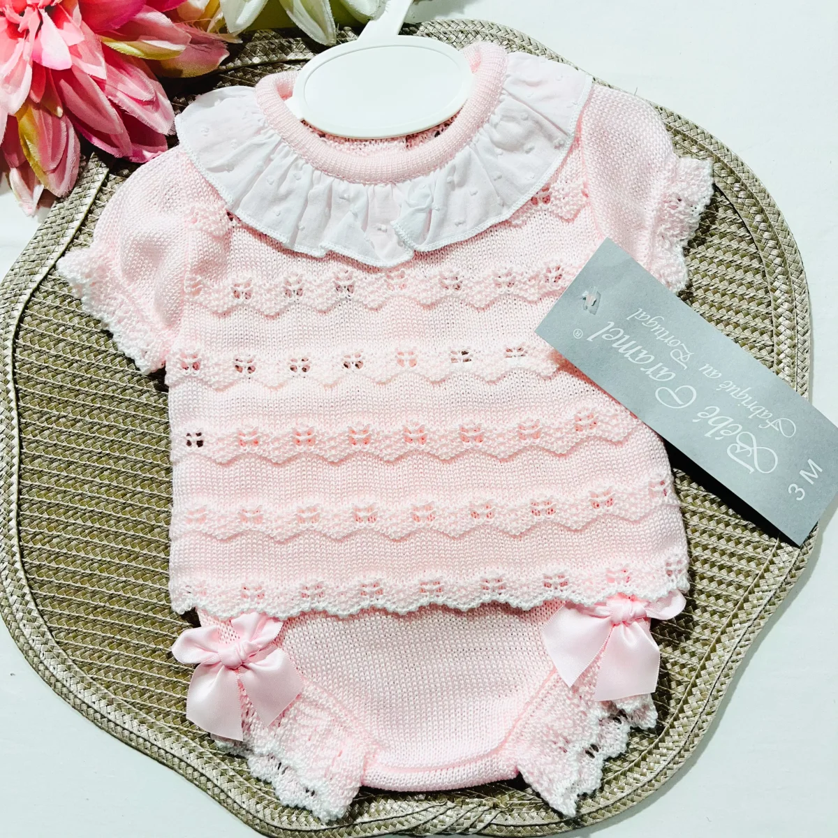 Conjunto de bebé em malha - 2 peças - Rosa bebé - Image 2