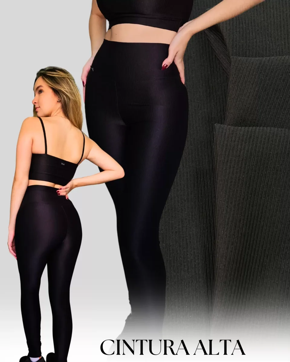 Legging Microcanelada Preto - Image 2