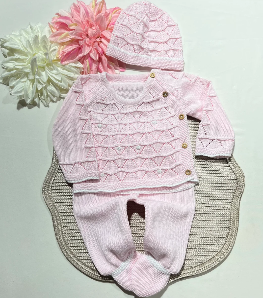 Conjunto Zizaque para bebé em algodão - 0/3M - Rosa bebé - Image 2
