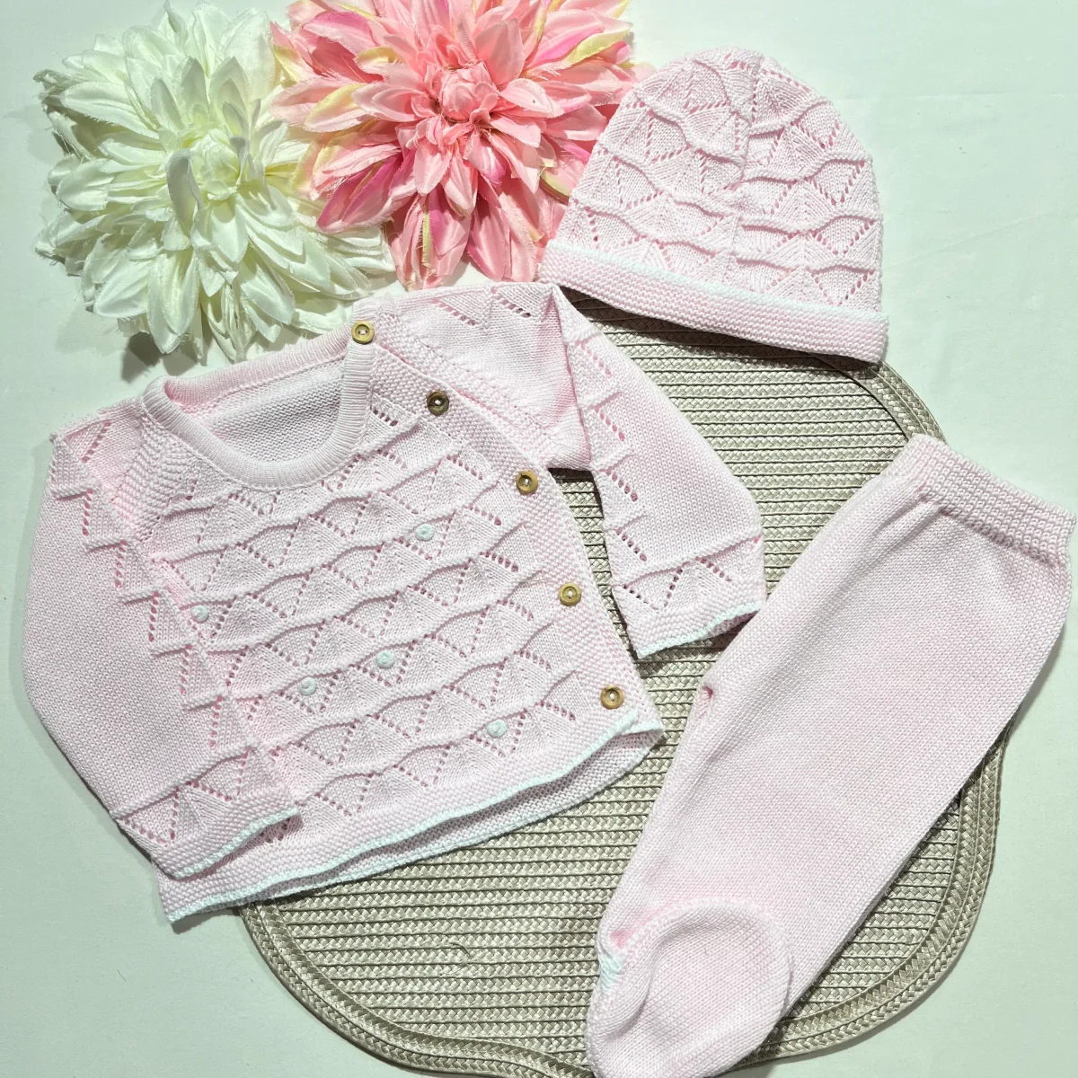 Conjunto Zizaque para bebé em algodão - 0/3M - Rosa bebé - Image 3