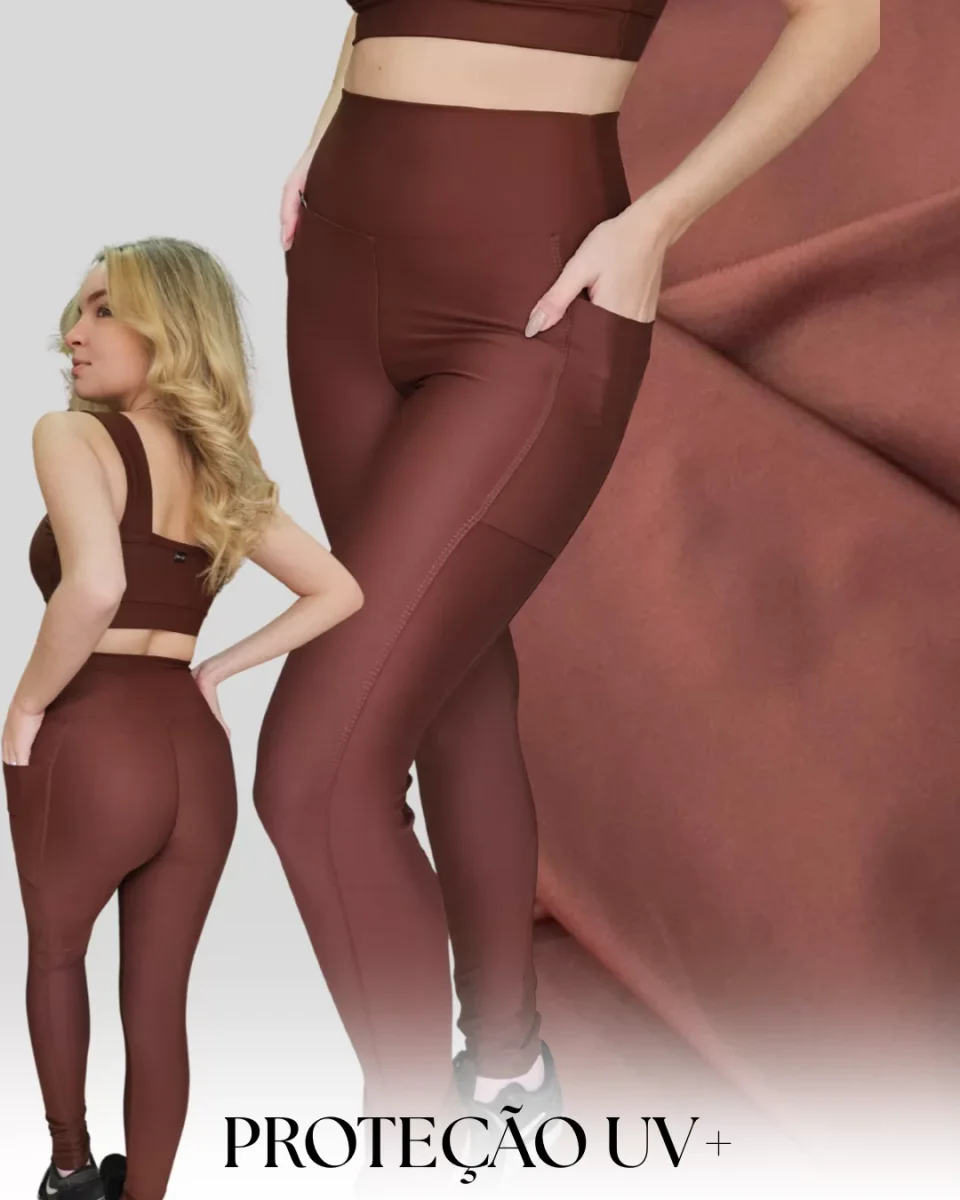 Legging Lisa Marrom Ganache com Bolso - Image 3