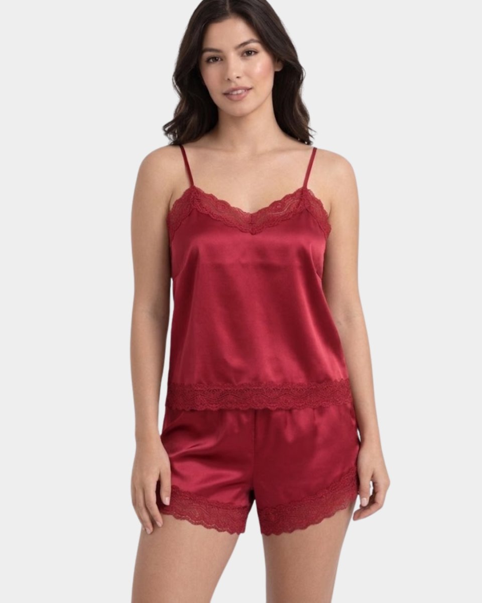 Pijama Mulher Cetim Renda Vermelho Sotela - Image 2